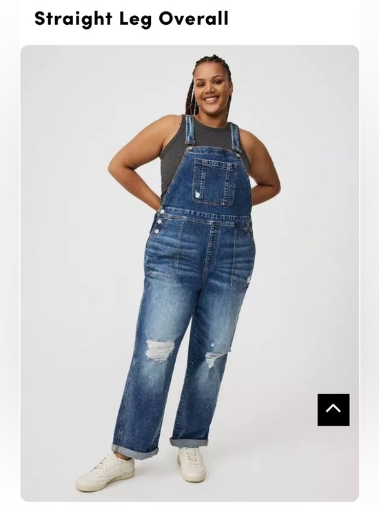 torrid Denim - torrid Blue Distressed Straight-Leg Denim Overalls